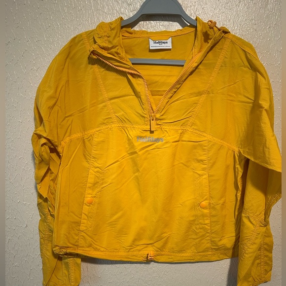 Halfdays Joyner Windbreaker Size XSmall Pullover Snap Pockets Hood Color Zinnia‎ - Picture 3 of 9